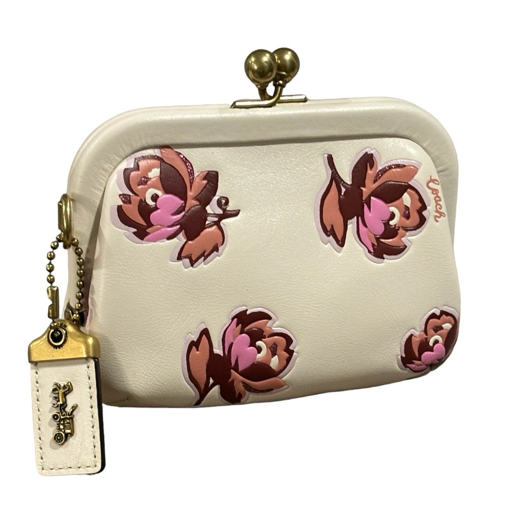 COACH RATE FLORAL KISS LOCK COIN PURSE.